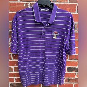Cutter & Buck LSU Tigers 2007 National Champions Short Sleeve Striped Golf Polo